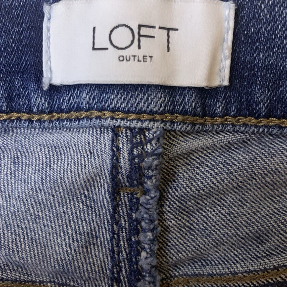 Loft Outlet Jeans Women's 12 Cropped Distressed Stretch 25" Inseam Medium Wash - Picture 3 of 7